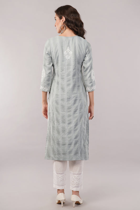 Women's Cotton Hand Embroidered Regular Straight Kurta/Kurti for Women & Girls