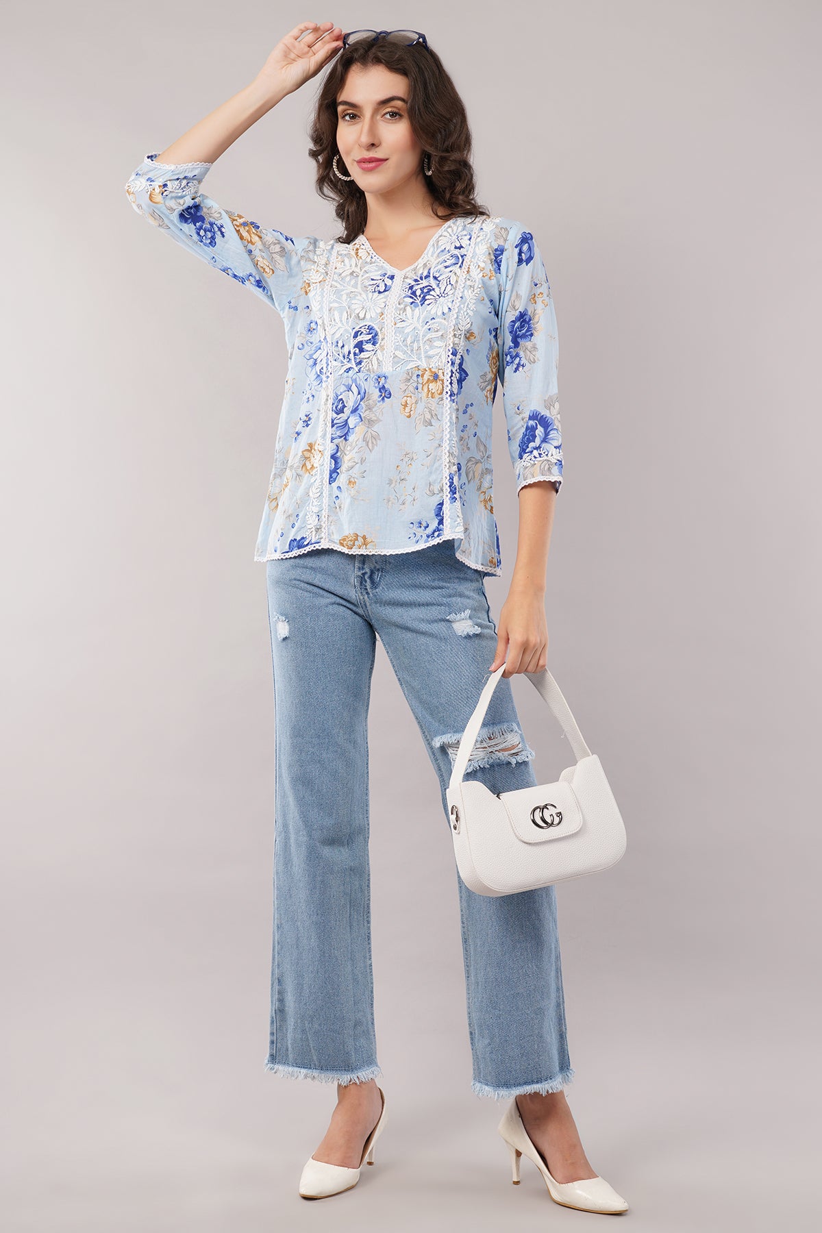 Women's Printed Maslin Straight Fit/Straight Top