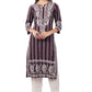 Women's Cotton Hand Embroidered Regular Straight Kurta/Kurti for Women & Girls