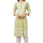 Women's Cotton Hand Embroidered Regular Straight Kurta/Kurti for Women & Girls
