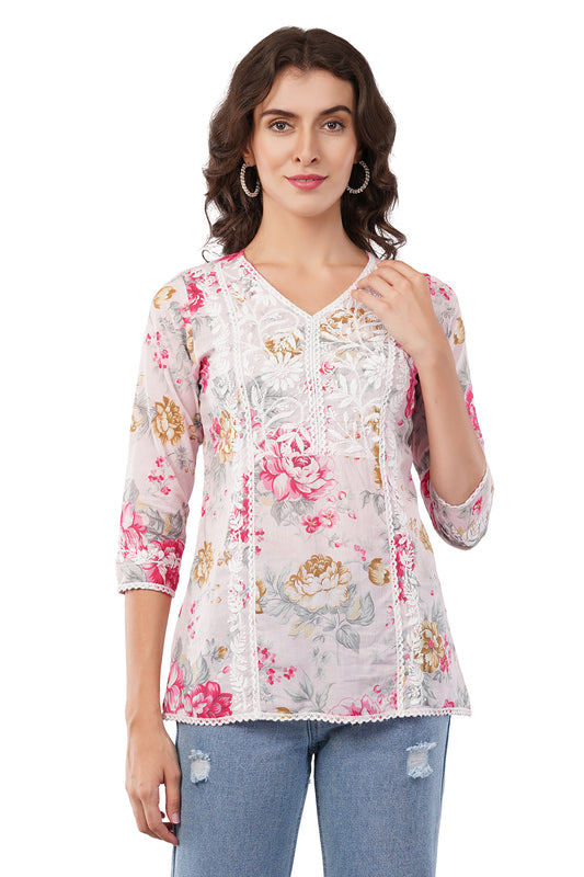 Women's Printed Maslin Straight Fit/Straight Top