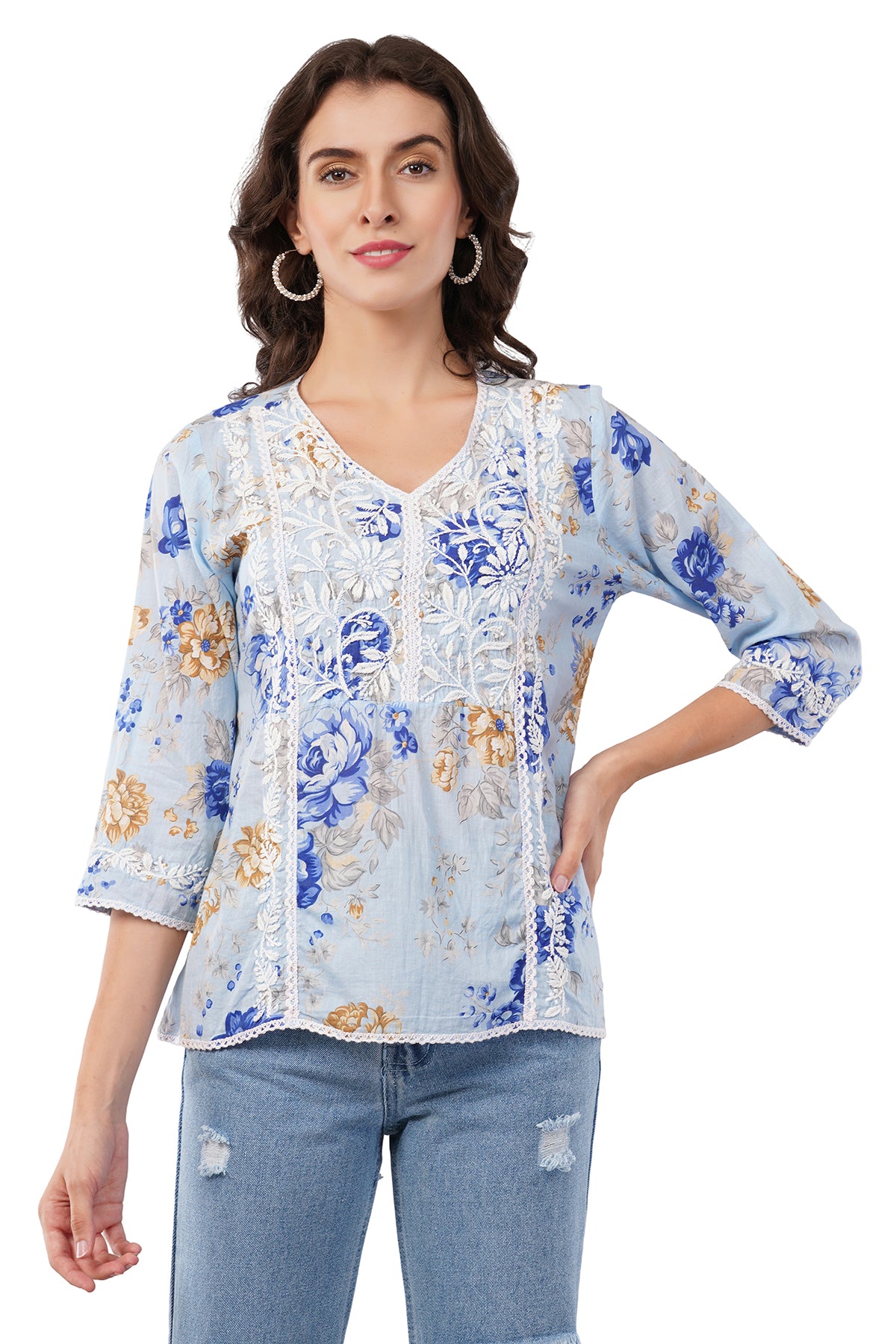 Women's Printed Maslin Straight Fit/Straight Top