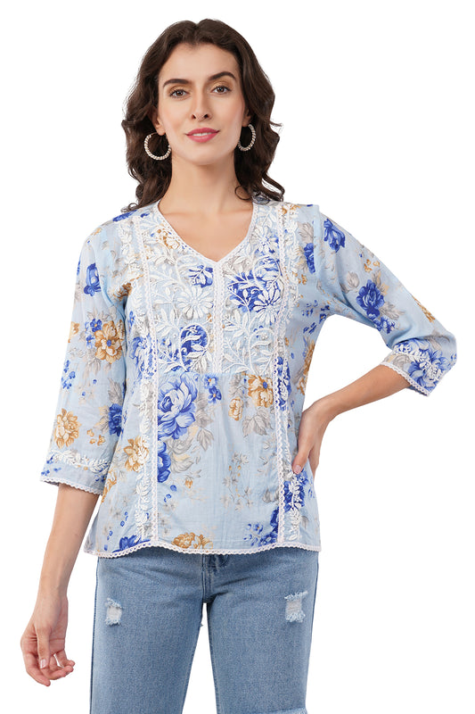 Women's Printed Maslin Straight Fit/Straight Top