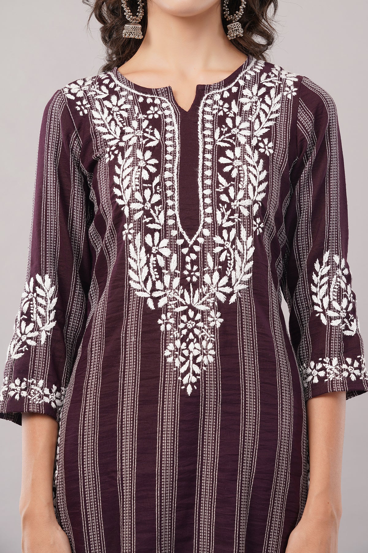 Women's Cotton Hand Embroidered Regular Straight Kurta/Kurti for Women & Girls
