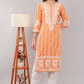 Women's Cotton Hand Embroidered Regular Straight Kurta/Kurti for Women & Girls
