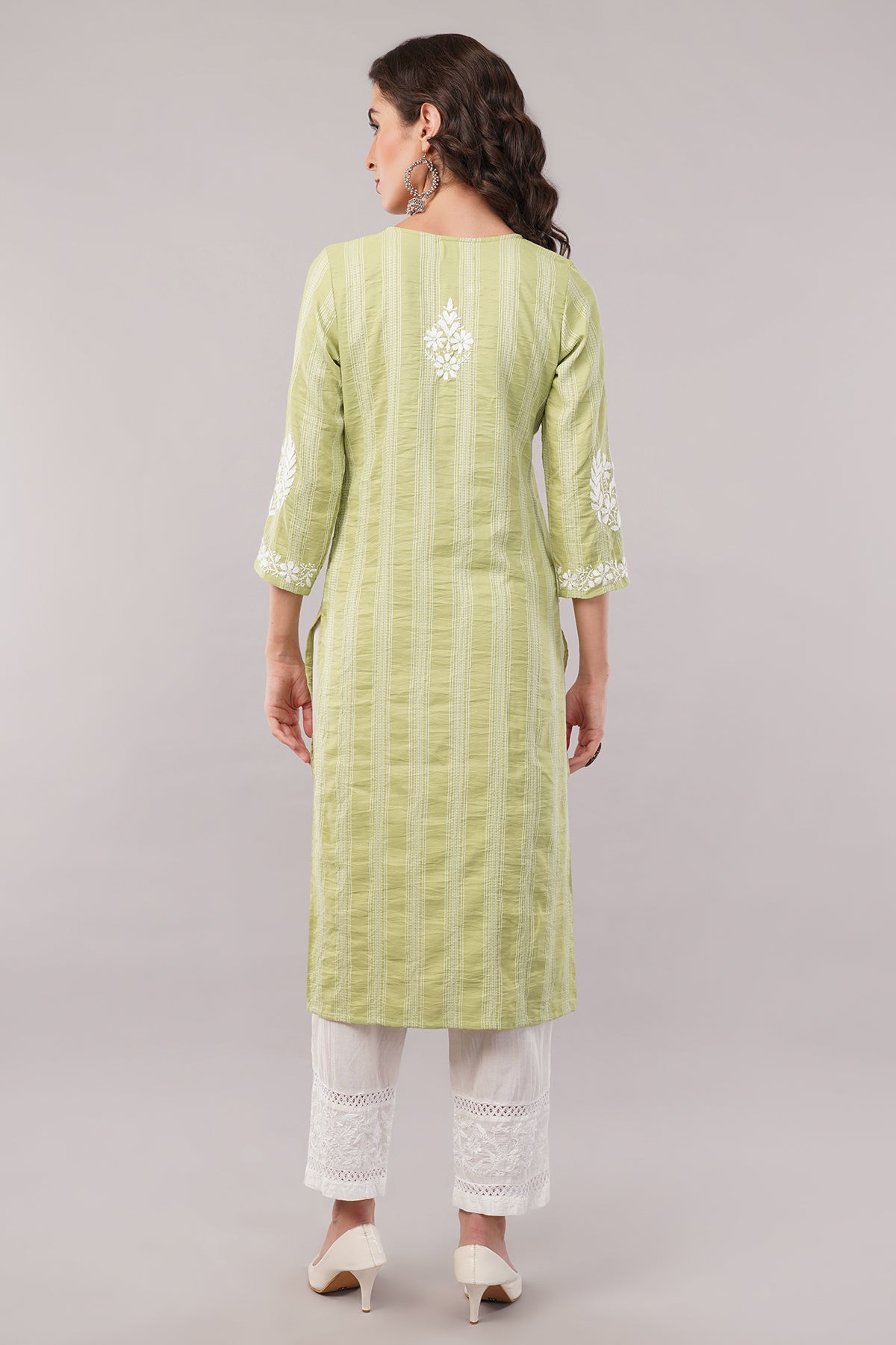 Women's Cotton Hand Embroidered Regular Straight Kurta/Kurti for Women & Girls
