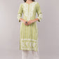 Women's Cotton Hand Embroidered Regular Straight Kurta/Kurti for Women & Girls