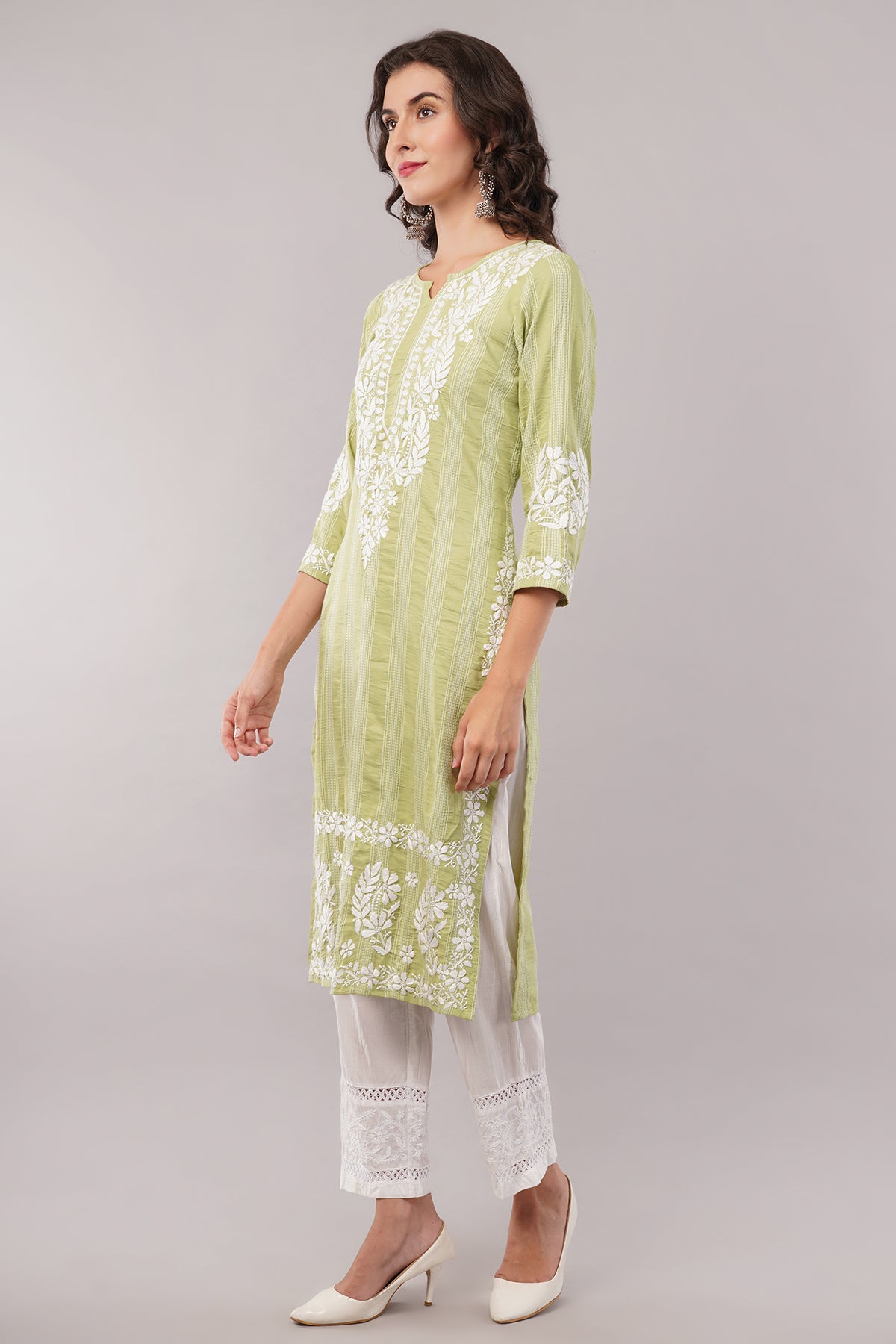 Women's Cotton Hand Embroidered Regular Straight Kurta/Kurti for Women & Girls