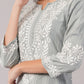 Women's Cotton Hand Embroidered Regular Straight Kurta/Kurti for Women & Girls