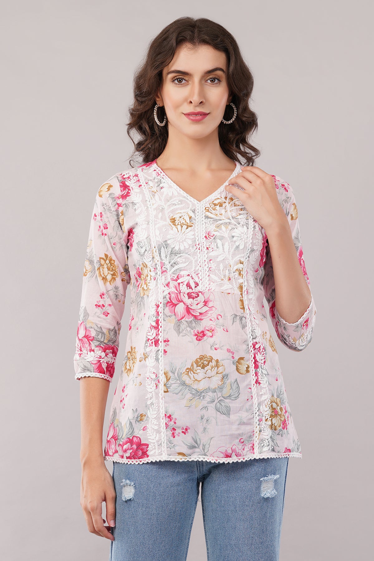 Women's Printed Maslin Straight Fit/Straight Top