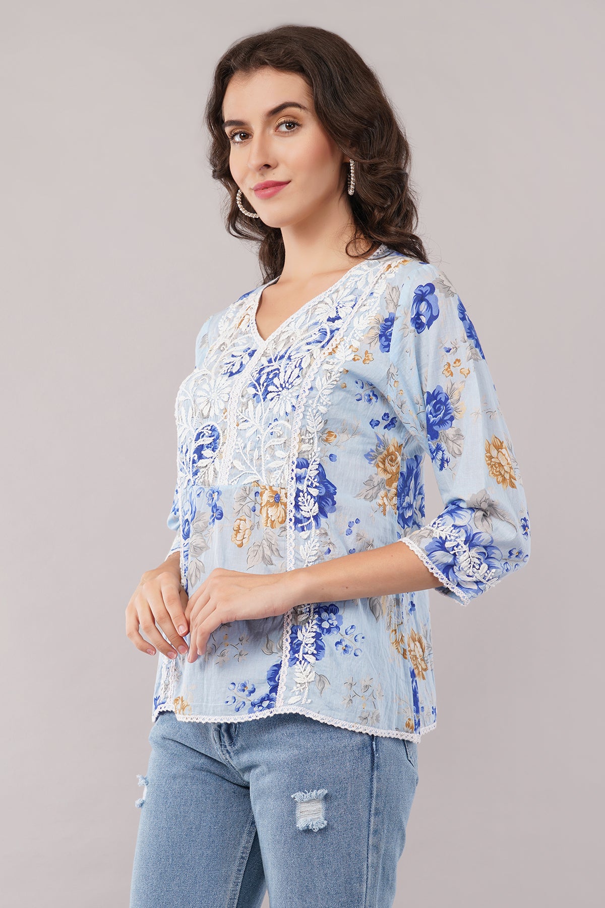 Women's Printed Maslin Straight Fit/Straight Top
