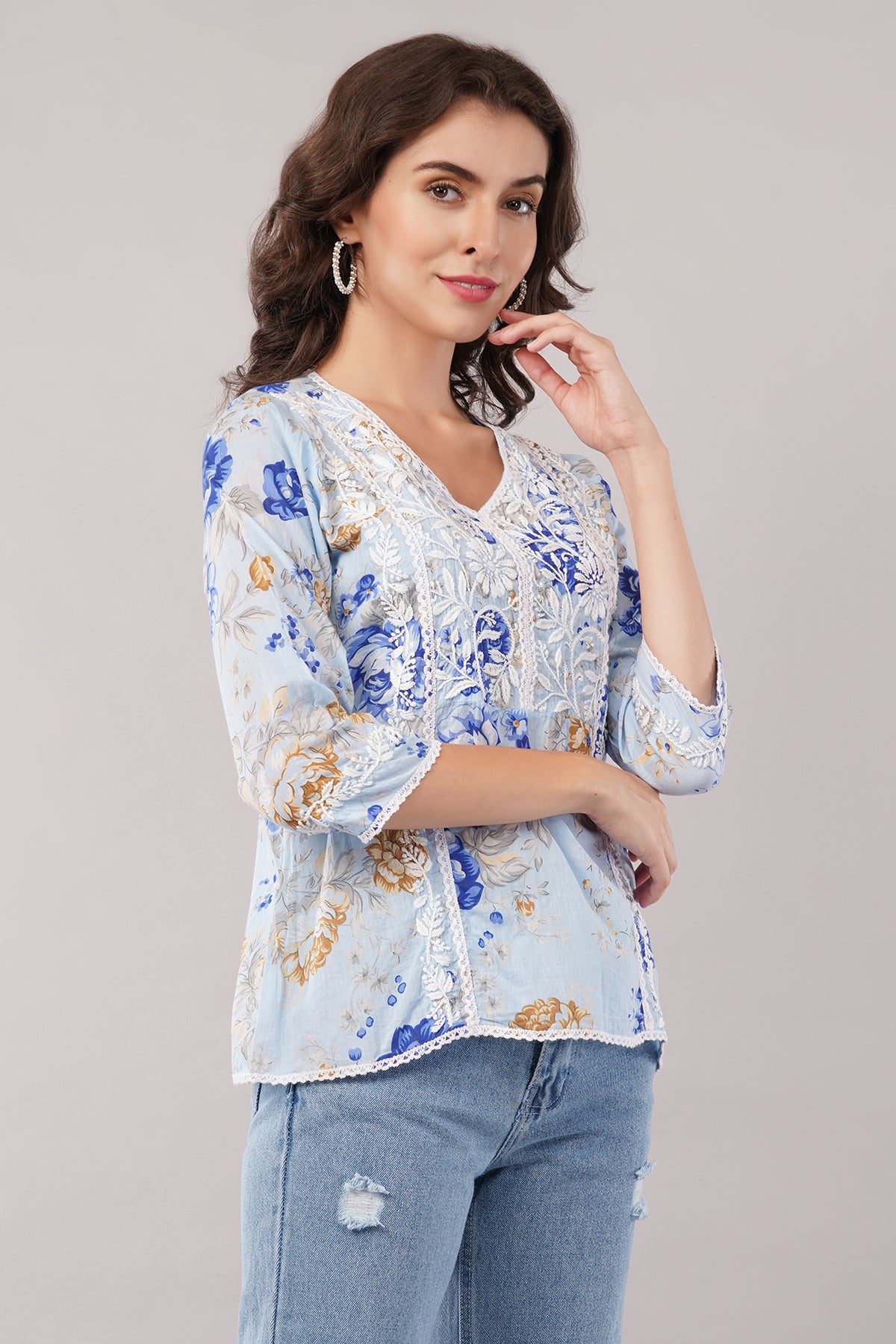 Women's Printed Maslin Straight Fit/Straight Top