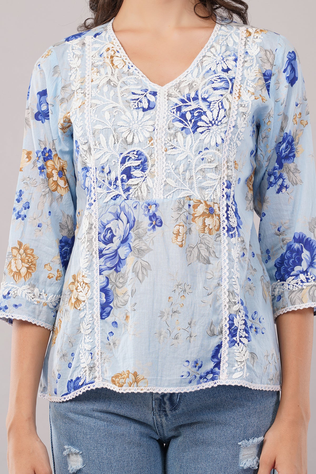 Women's Printed Maslin Straight Fit/Straight Top