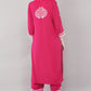 Hand Embroidered Rayon Chikankari Kurta with Pant Set | Ethnic Indian wear- Lucknow Chikankari Suit Set