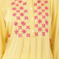 Women's Round Neck Rayon Straight Hand Embroidered Yellow Kurta/Kurti for Women & Girls