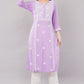 Hand Embroidered Lucknowi Chikankari Regular Straight Modal Kurta/Kurti for Women & Girls